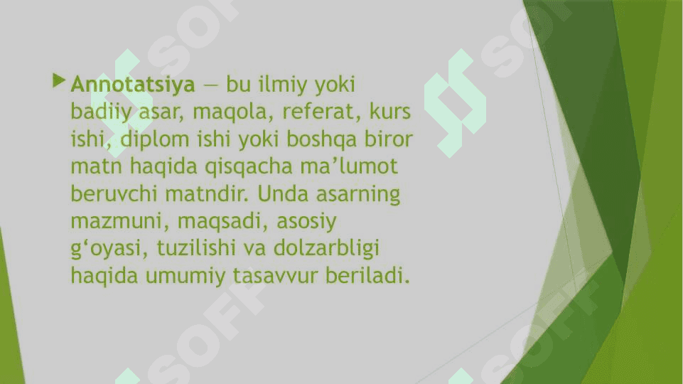 Sohaga oid ixtiyoriy ilmiy asarga annotatsiya  tayyorlash 2