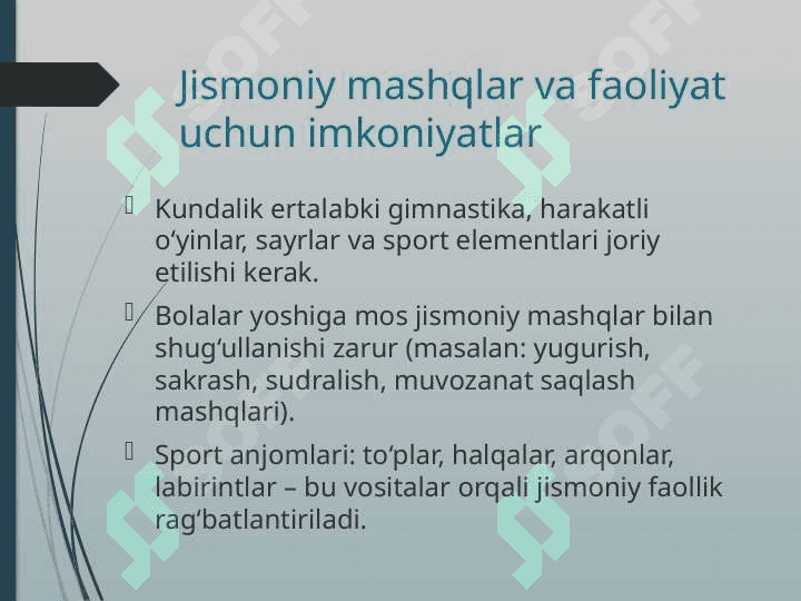 Maktabgacha yoshdagi bolalarni jismoniy tomondan sog'lom qilib tarbiyalashning shart-sharoitlari 4