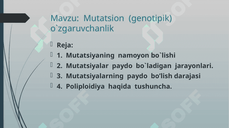 Mutatsion  (genotipik)  o`zgaruvchanlik 3
