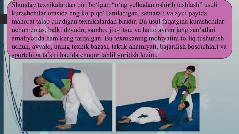 Oʻng yelkadan oshirib tashlash 3