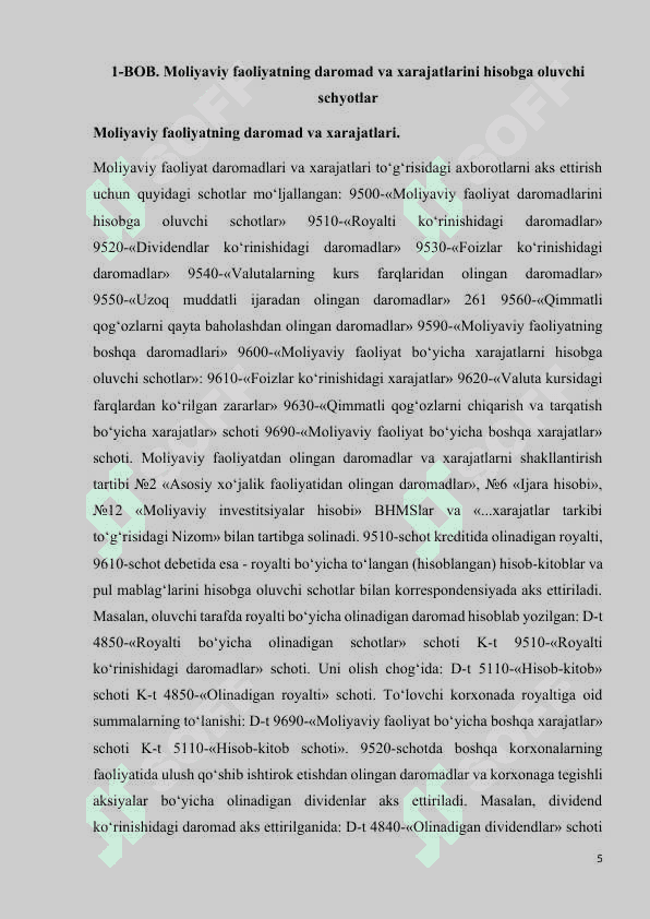 kurs ishi MOLIYAVIY FAOLIYAT BO'YICHA OLINGAN DAROMADLAR 5