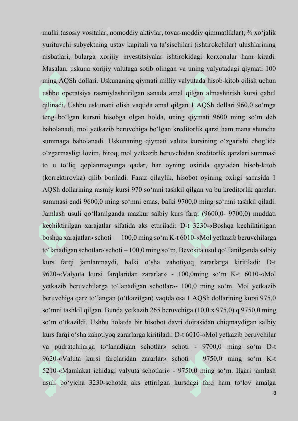 kurs ishi MOLIYAVIY FAOLIYAT BO'YICHA OLINGAN DAROMADLAR 8