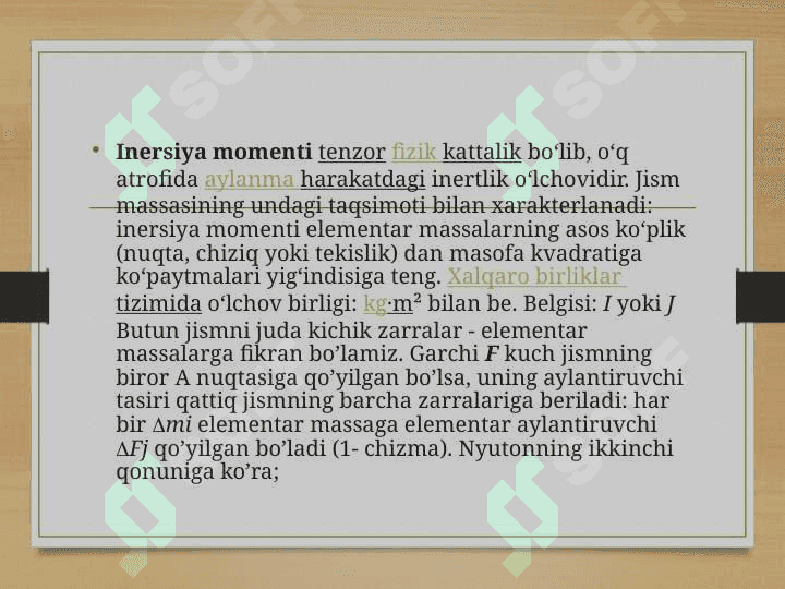 Turli shakldagi jismlarning inersiya momentlarini hisoblash 2