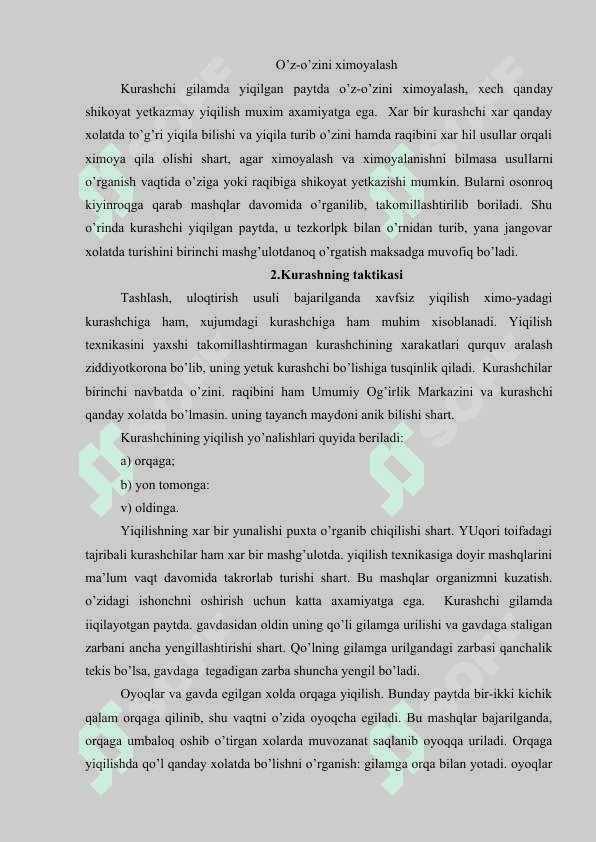 KURASHNING TEXNIKASI VA TAKTIKASI. 4