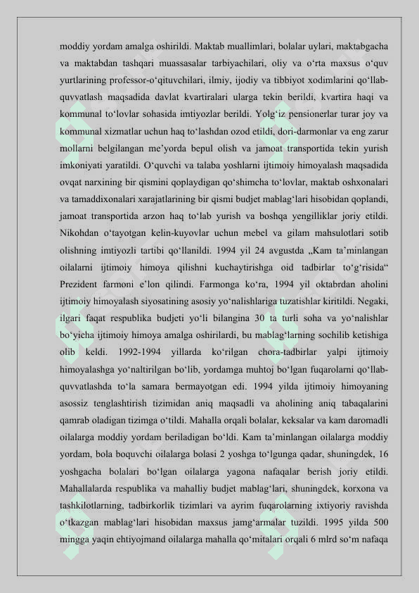 O‘ZBEKISTON RESPUBLIKASIDAGI IJTIMOIY O‘ZGARISHLAR 6