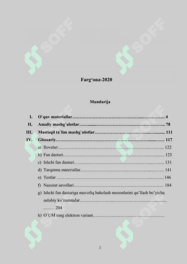 Yosh fiziologiyasi va gigiyena fanidan o’quv uslubiy majmua 2