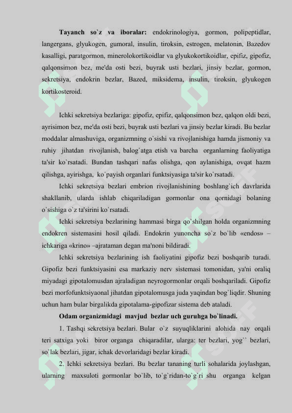 Ichki sekretsiya bezlarining yosh xususiyatlari 2