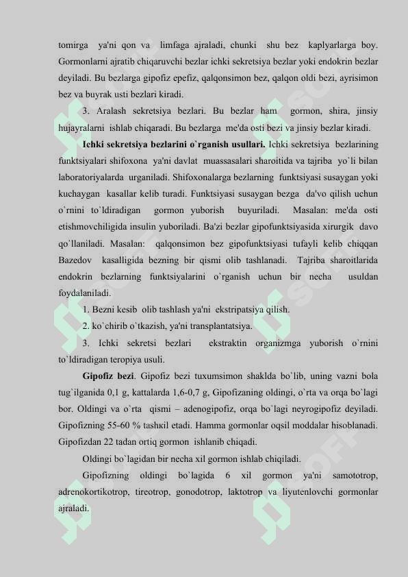 Ichki sekretsiya bezlarining yosh xususiyatlari 3