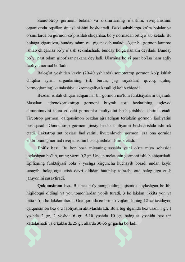Ichki sekretsiya bezlarining yosh xususiyatlari 4