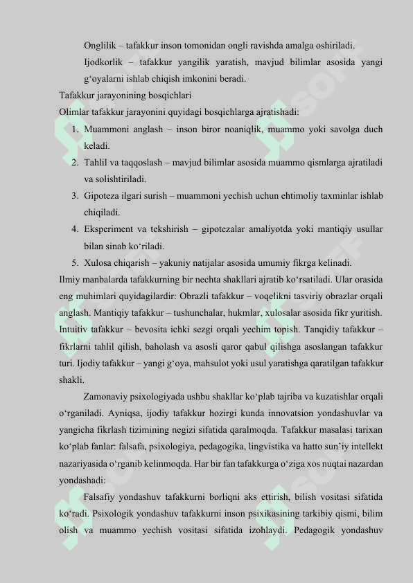 TAFAKKUR: UMUMIY TASAVVURLAR VA NAZARIY YONDASHUVLAR 7