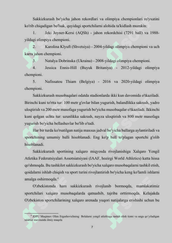 Yengil atletika sakkizkurash haqida. 7