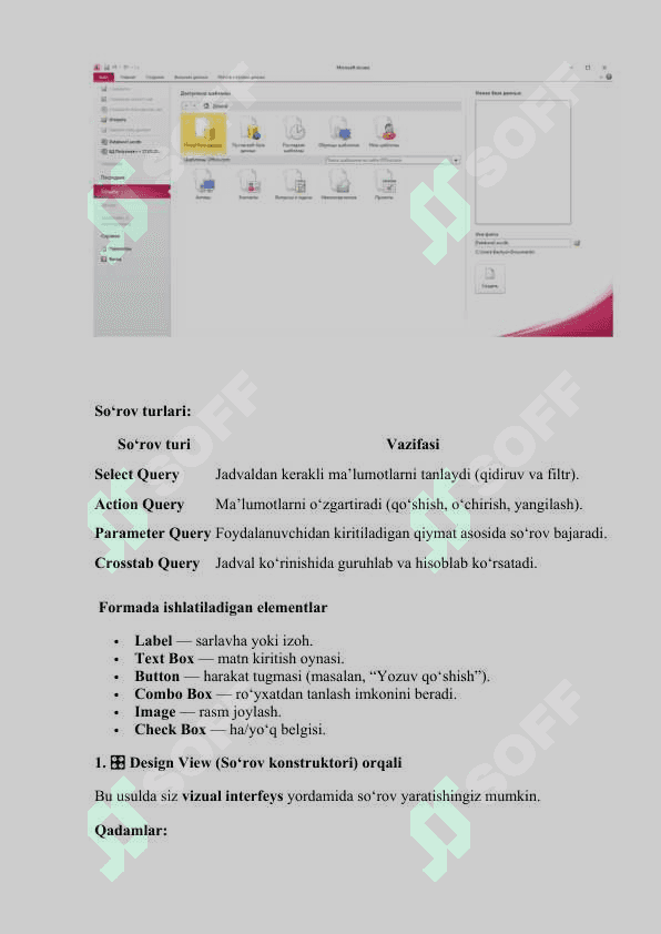 Microsoft Accessda So’rovlar bilan ishlash mavzusida Dars ishlanma 3