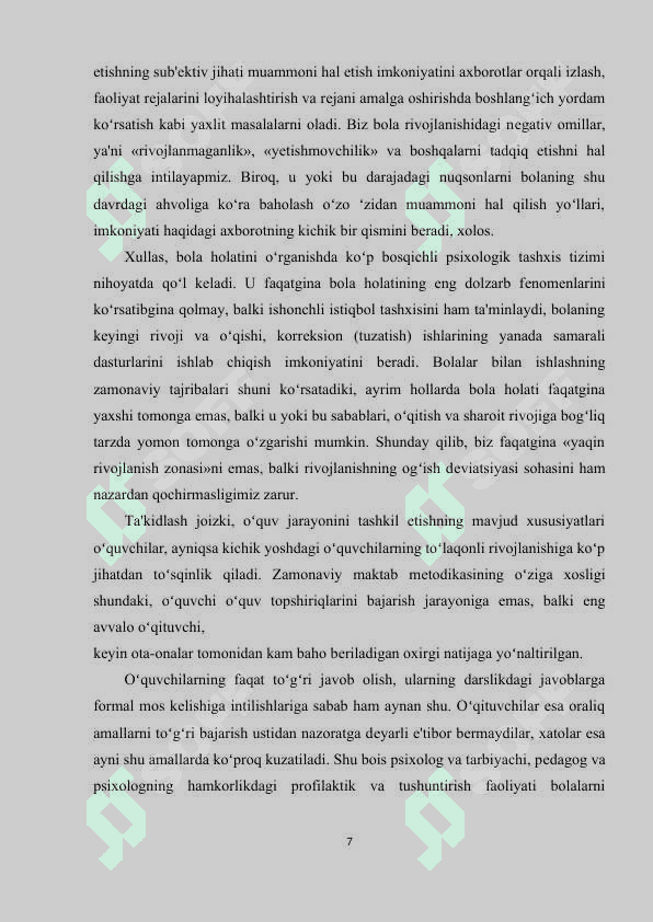 MAKTABGA MOTIVATSION TAYYORGARLIKNI KORREKSIYALASH 7