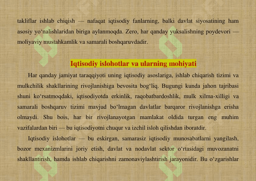 Iqtisodiyotni isloh qilish sharoitida xo'jalik yurituvchi sub'ektlar moliyaviy resurslari va kapitali. 4