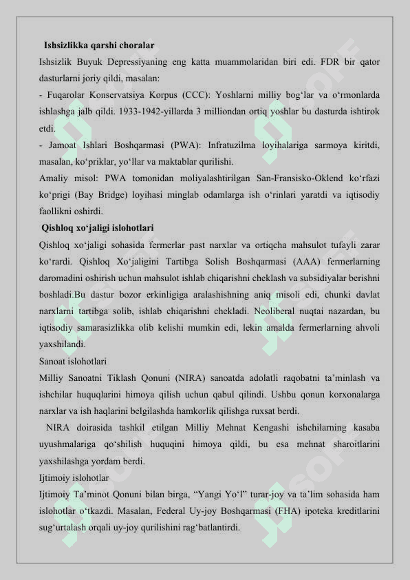 F.D.Ruzveltning Neoliberalizm g‘oyasi “Yangicha yo‘l” iqtisodiy dasturi matnini o‘rganish 25 4