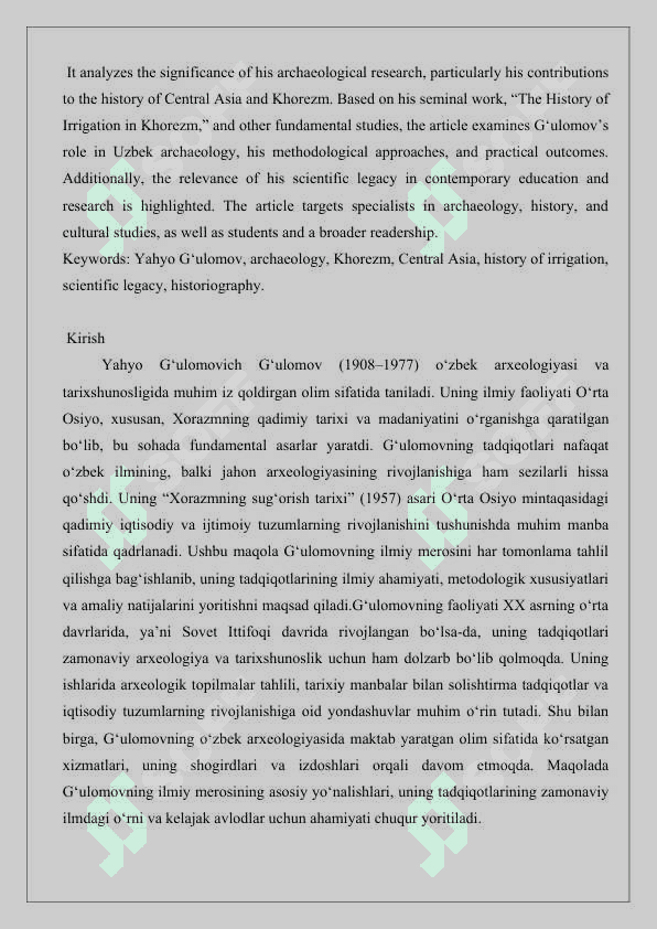 “Y.G‘.G‘ulоmоvning ilmiy mеrоsi” mavzusida maqola  25 2
