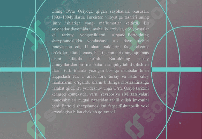 V.V.Bаrtоldning O‘rtа Оsiyo tаriхigа оid ilmiy mеrоsi 25 6