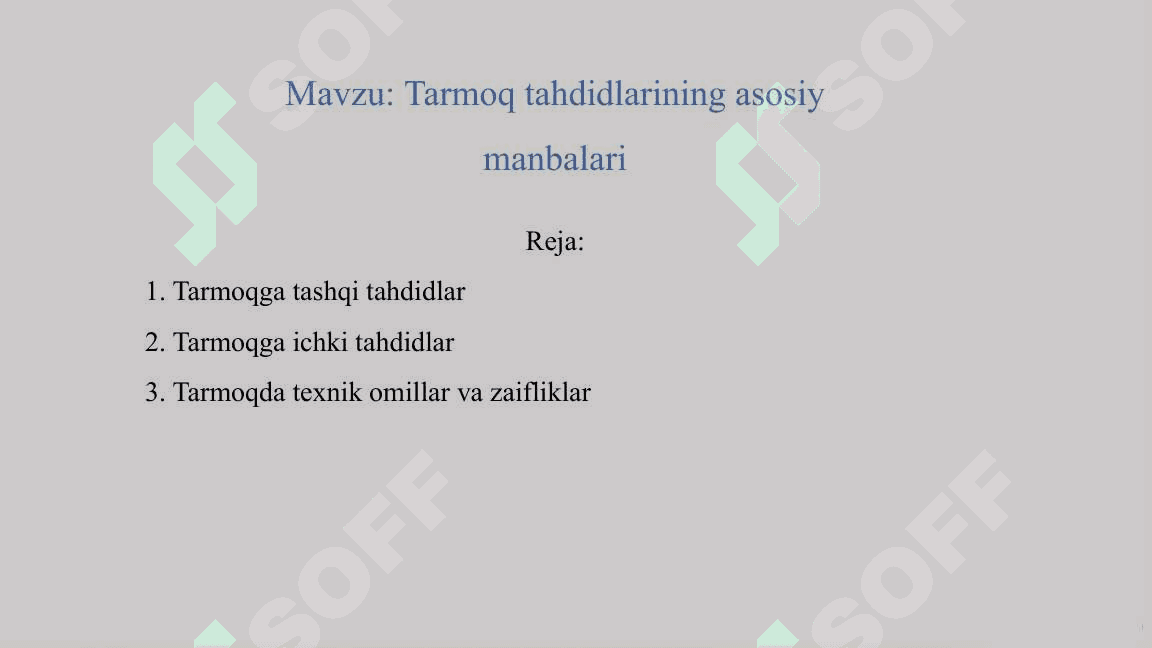 Tarmoq tahdidlarining asosiy manbalari 2