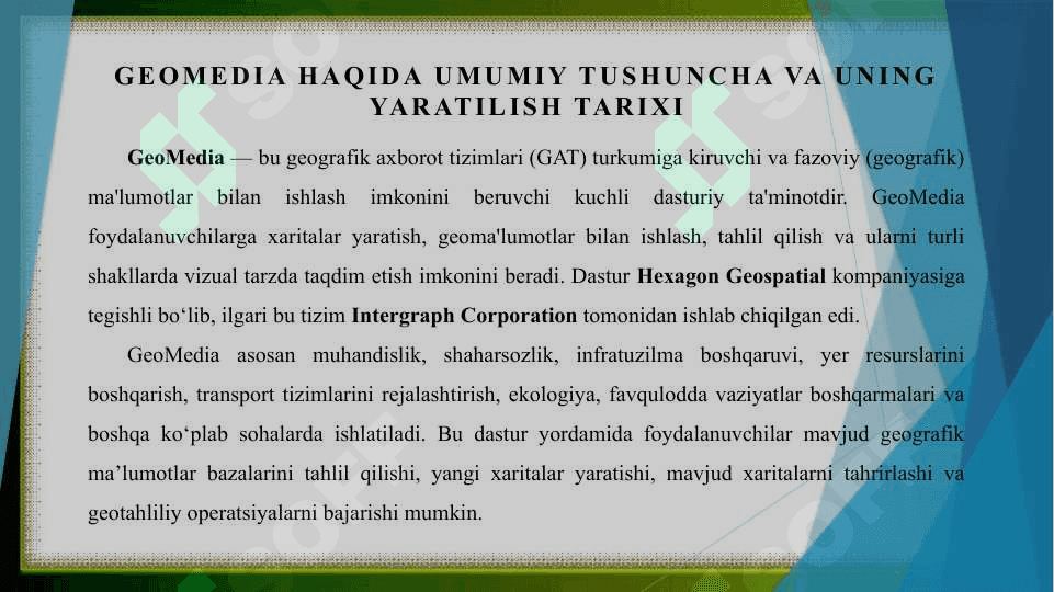 GeoMedia geografik axborot tizimi haqida  tushuncha 4