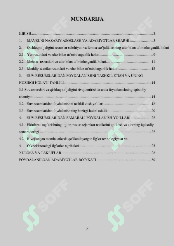 Suv resurslari va ulardan foydalanish 2