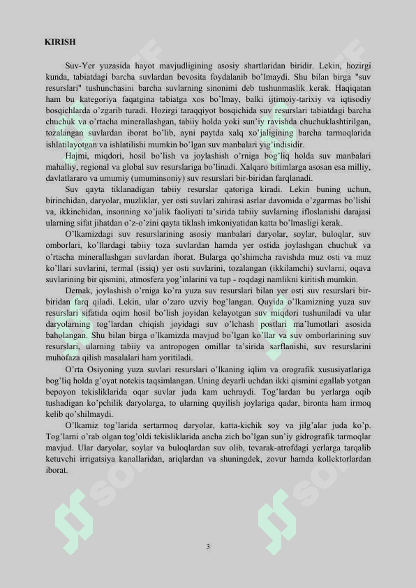 Suv resurslari va ulardan foydalanish 3