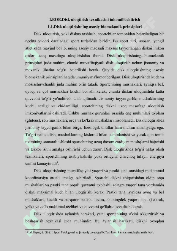 YENGIL ATLETIKA SPORT TURIDA DISK VA BOSQON ULOQTIRISH  TEXNIKASINI TAKOMILLASHTIRISH 7