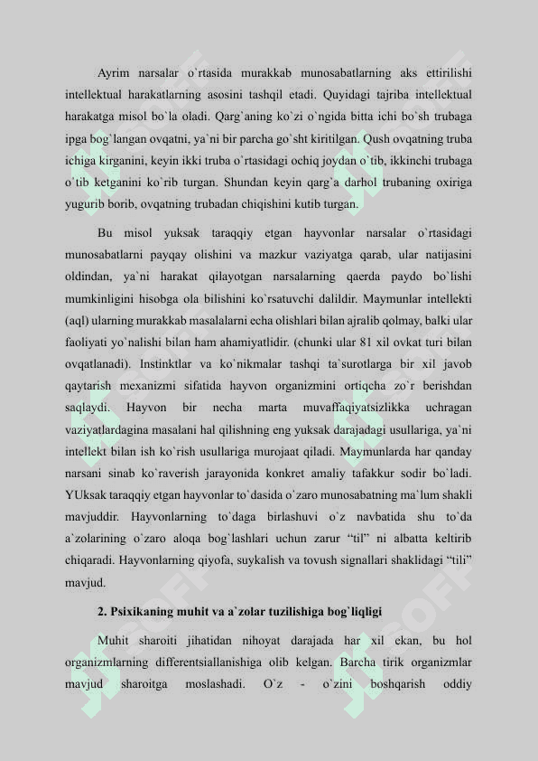 Psixikaning filogenetik taraqqiyoti Referat 3