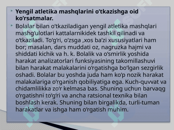 Ta’lim muassasalarida yengil atletika mashg‘ulotlarini tashkil qilish va o‘tkazish. 3