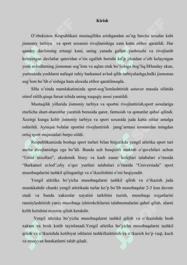 YENGIL ATLETIKA BO‘YICHA MUSOBAQALARNI TASHKIL QILISH VA O‘TKAZISH, MUSOBAQALARDAGI HUJJATLAR VA HAKAMLIK ISHI. 2