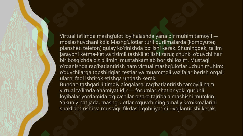 Virtual talim uchun mashgulot loyihalash.Startap loyihalar ishlab chiqish 4