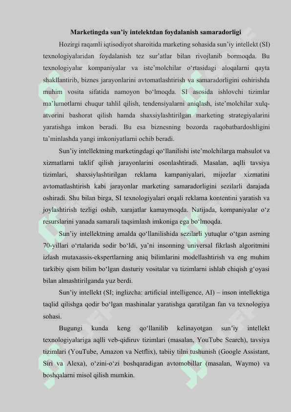 MARKETINGDA SUN’IY INTELLEKT TEXNOLOGIYALARINING ROLI 2