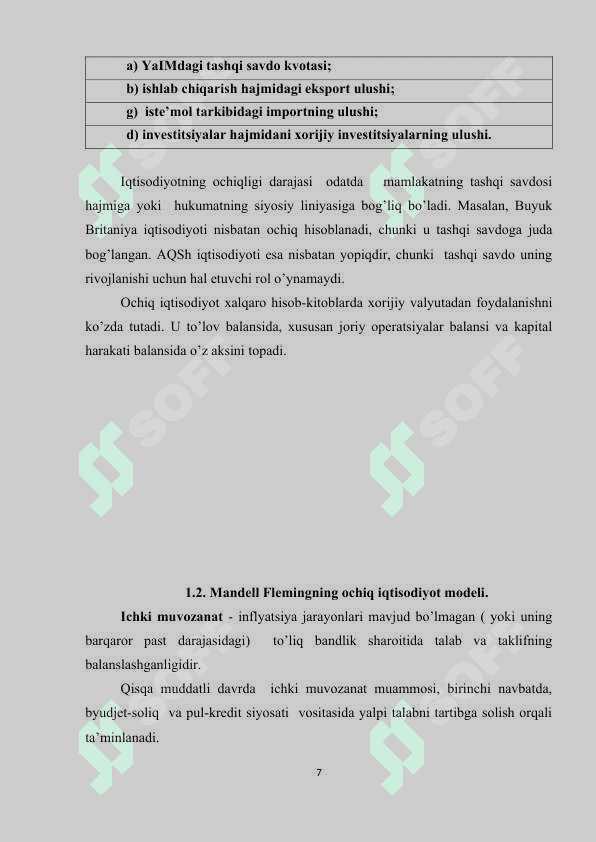 KICHIK OCHIQ IQTISODIYOT MODEL kurs ishi 7