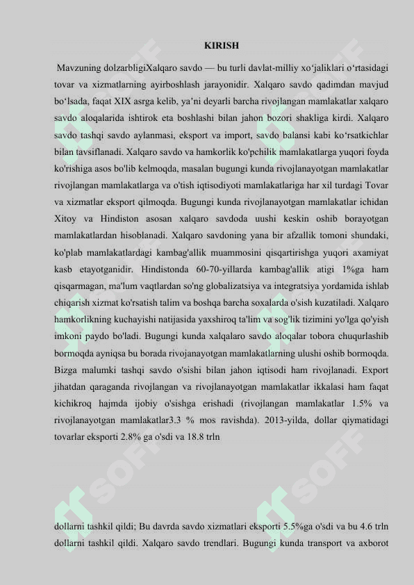 Tashqi savdo siyosati kurs ishi 3