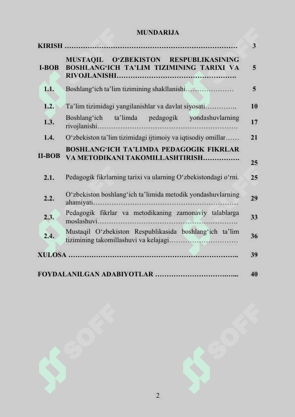 MUSTAQIL O‘ZBEKISTON RESPUBLIKASINING BOSHLANG‘ICH TA’LIM TIZIMINING TARIXI VA RIVOJLANISHI 2