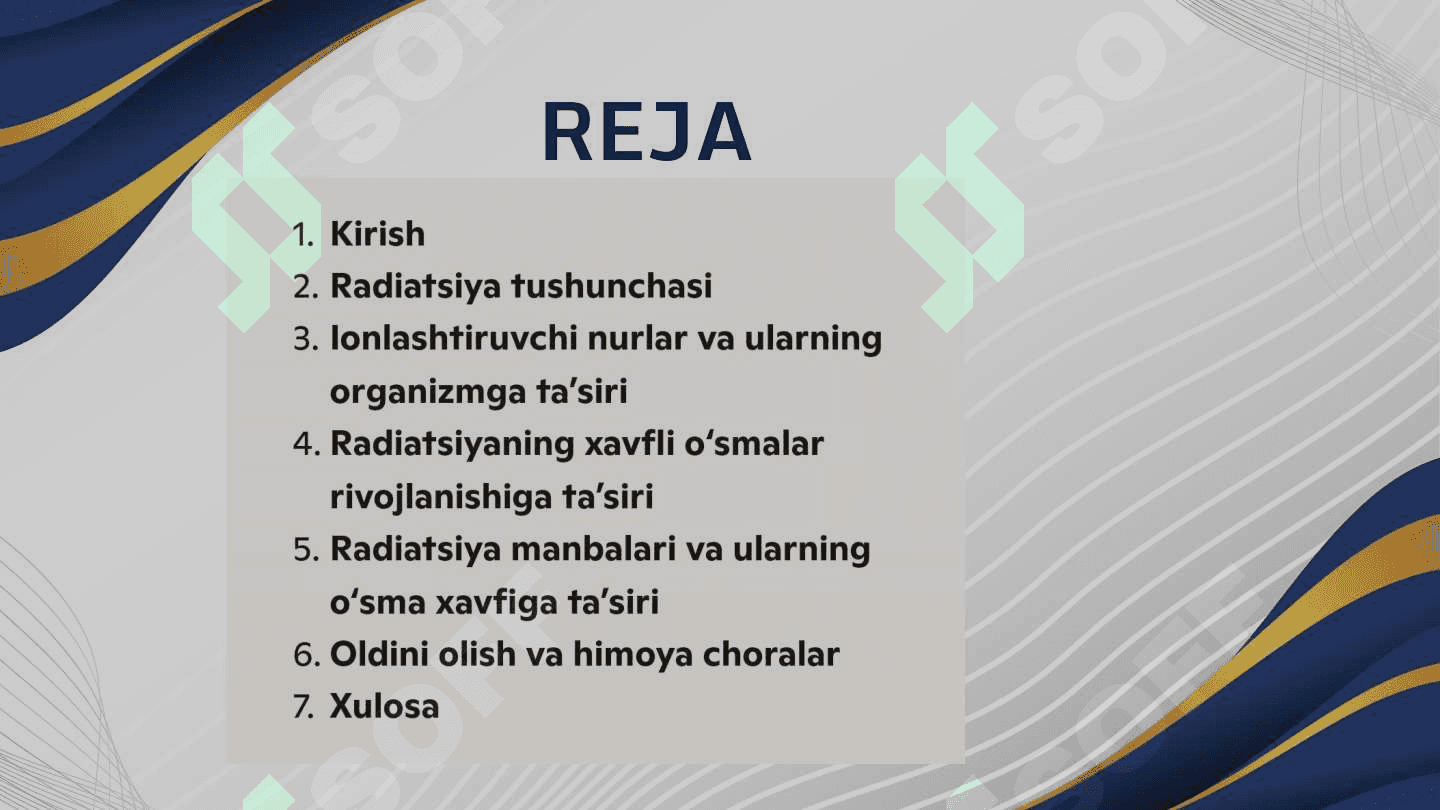 XAFLI O'SMALARNING PAYDO
BO'LISHIDA RADIATSIYANING
TA'SIRI 2