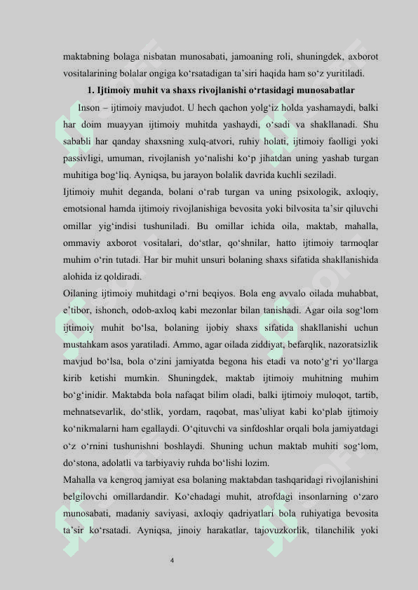 Ijtimoiy muhitning bolalar xulq-atvoriga ta’siri mustaqil ish 4