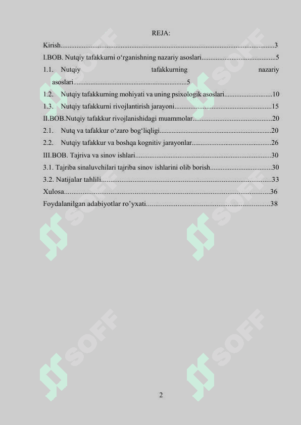 Nutqiy tafakkur rivojlanish muammolari kurs ishi 2