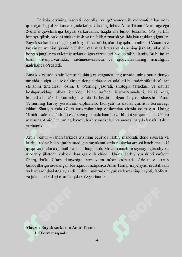 "Buyuk sarkarda Amir Temur" Mavzusida dars ishlanmasi (mikrodars)) 4