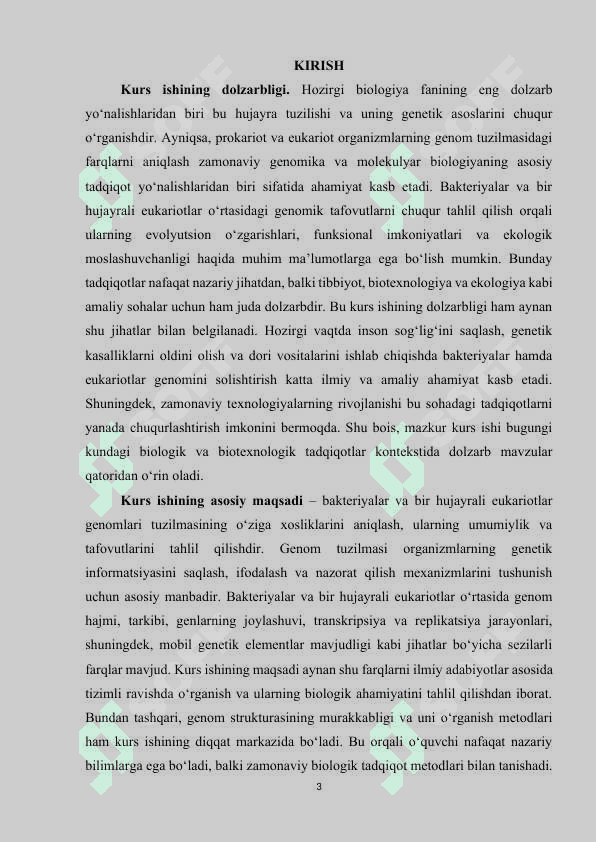 BAKTERIYA VA BIR HUJAYRALI EUKARIOTLAR GENOMLARI TUZILISHINING BIR-BIRIDAN FARQ QILUVCHI ASOSIY XUSUSIYATLARI 3