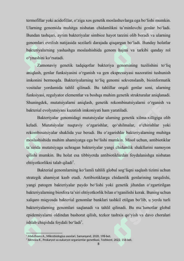 BAKTERIYA VA BIR HUJAYRALI EUKARIOTLAR GENOMLARI TUZILISHINING BIR-BIRIDAN FARQ QILUVCHI ASOSIY XUSUSIYATLARI 8