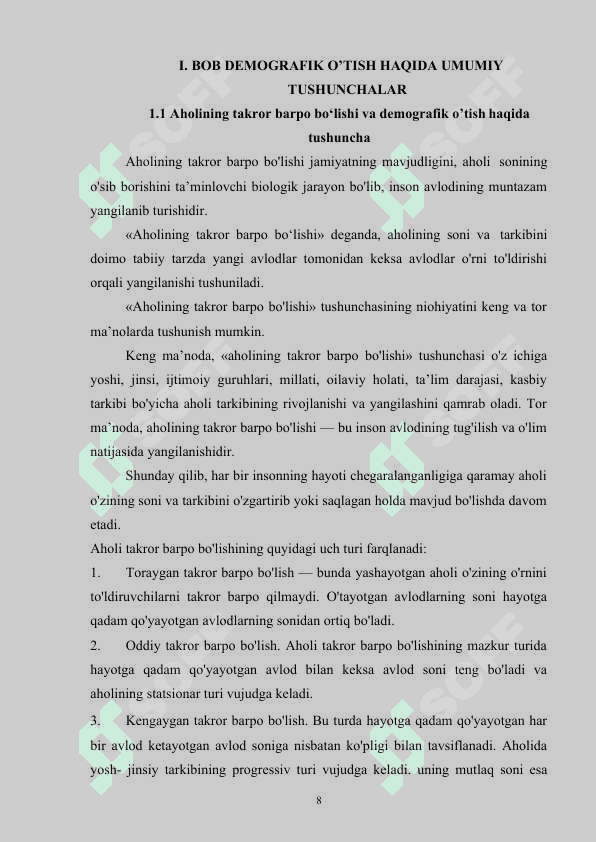 Demografik o’tish bosqichlari 8