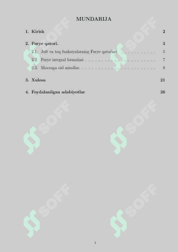 FURYE INTEGRALLARI kurs ishi 2