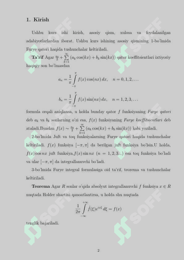 FURYE INTEGRALLARI kurs ishi 3