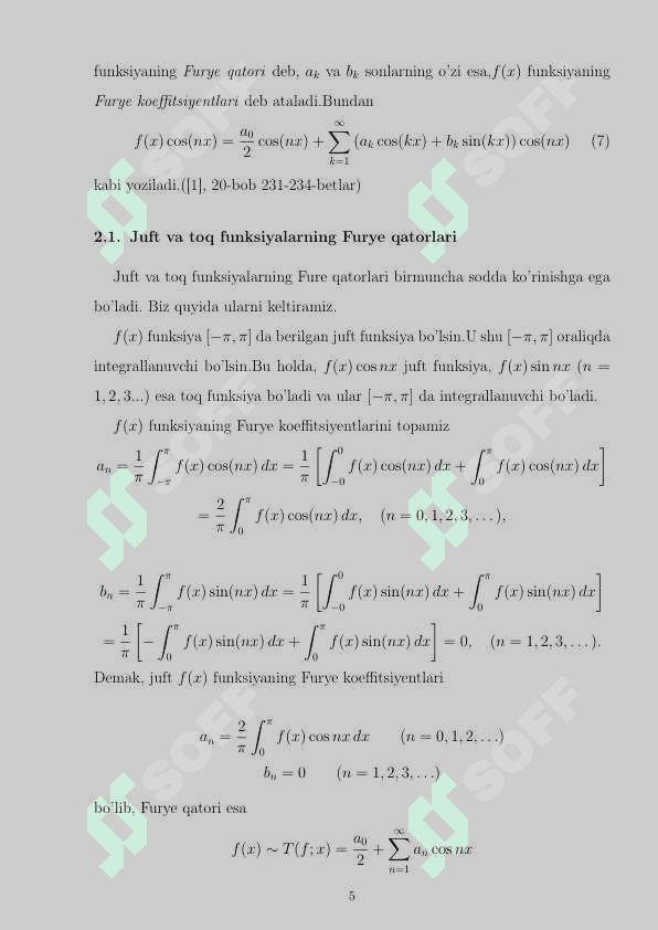 FURYE INTEGRALLARI kurs ishi 6