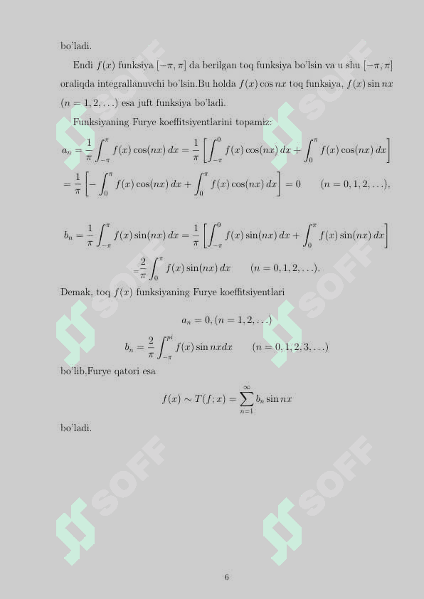 FURYE INTEGRALLARI kurs ishi 7