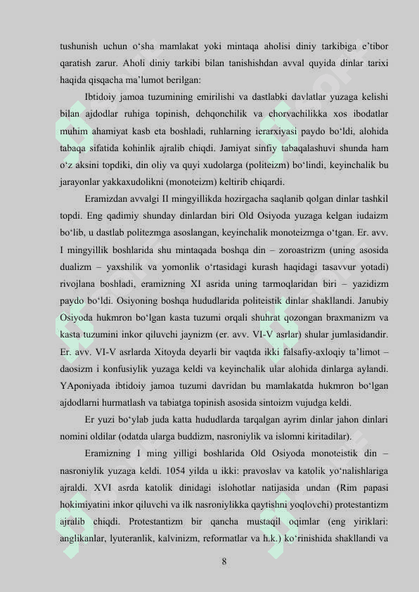 Madaniyat geografiyasi. Yer shari aholisining etnik tarkibi 8