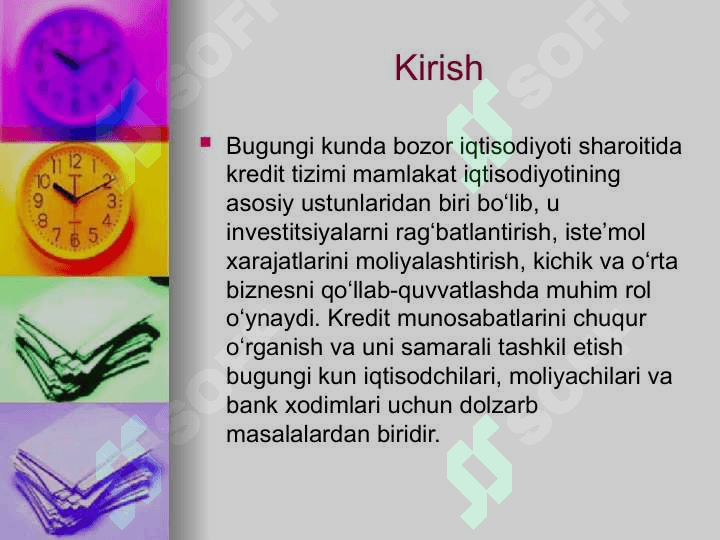 Kreditlarni tashkil etish asoslari 3