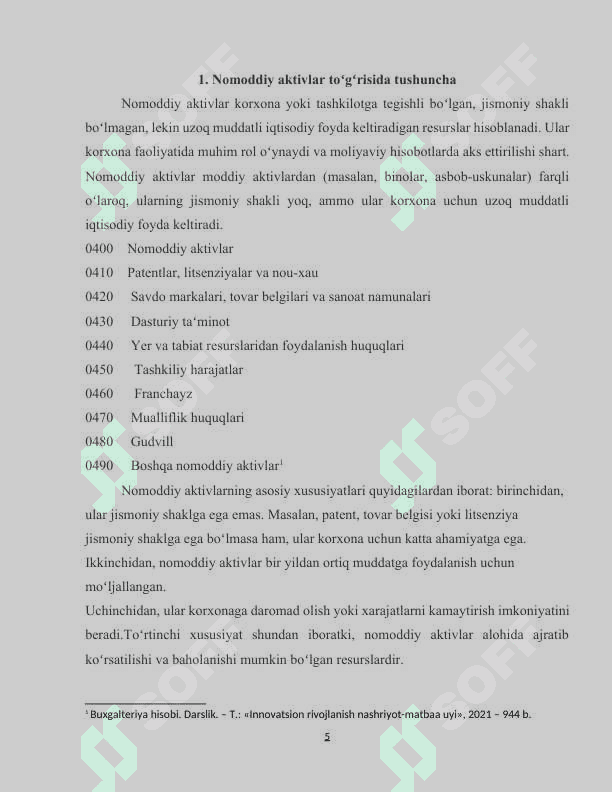 Nomoddiy aktivlarning harakati hisobi kurs ishi 5