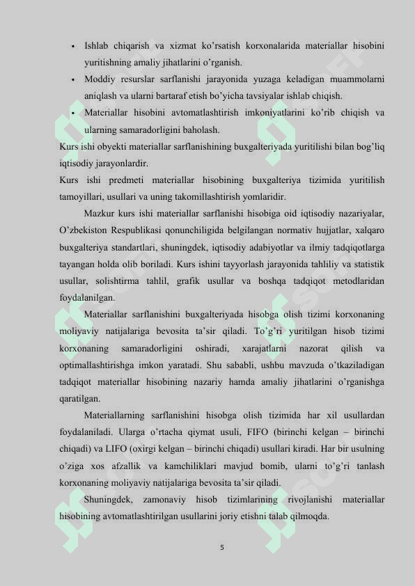 MATERIALLAR SARFLANISHINI BUXGALTERIYA XISOBGA OLISH 4