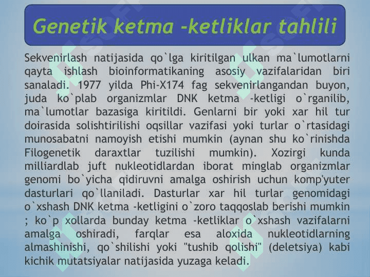 Evolyutsion biologiya. Biologik xilma-hillikni baholash 4